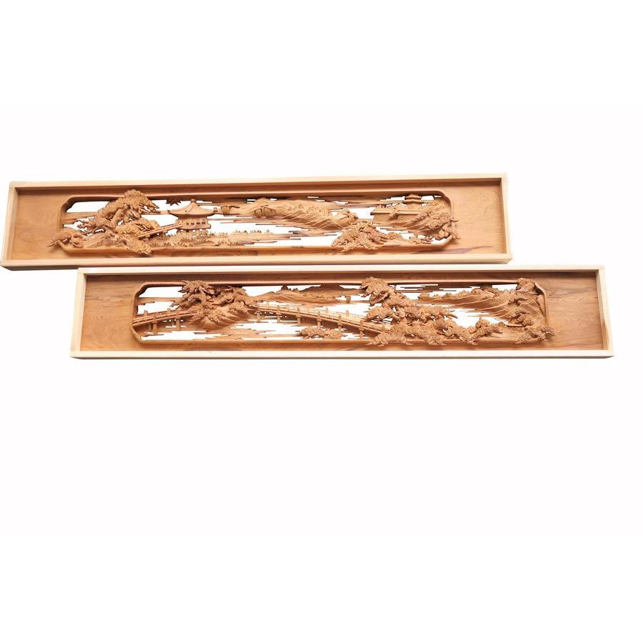 欄間 建具 欄間彫刻 【1点もの商品】【新品】 高級手彫り欄間2間1組