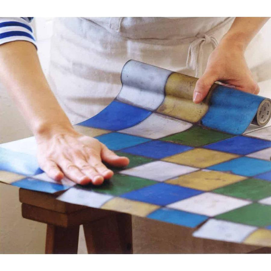 カモ井】マスキングテープ mt CASA FLEECE ロール タイル・水色