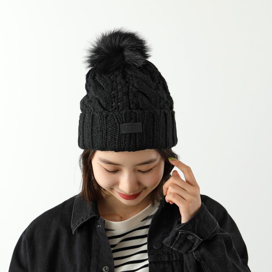 UGG（アグ） ニット帽 W KNIT CABLE HAT W F FUR POM 20060 レディース