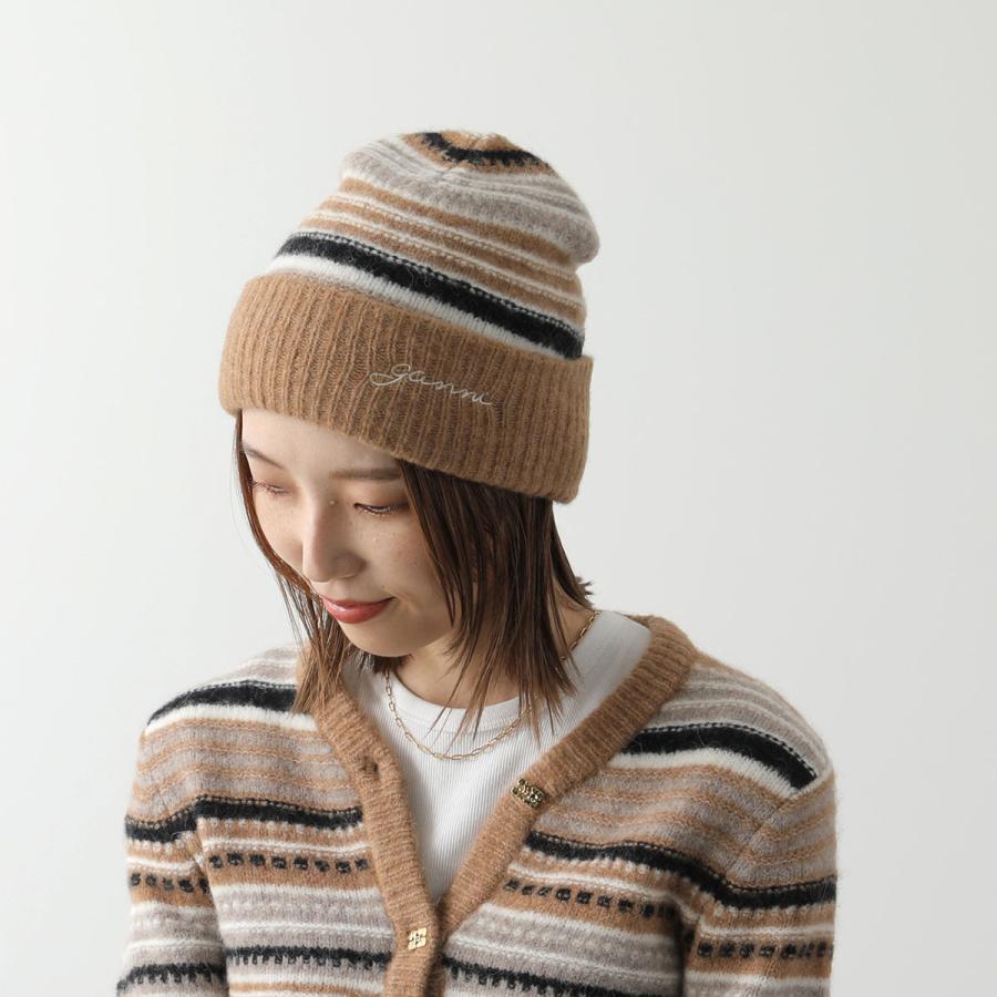 GANNI（ガニー） ニット帽 Striped soft wool beanie A5982 5840