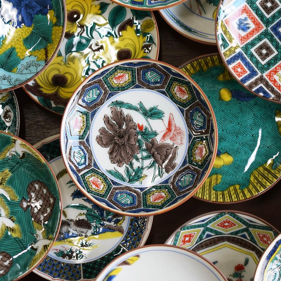 九谷焼 お皿 おしゃれ 名品 豆皿 古九谷色絵亀甲牡丹蝶文 陶器 小皿