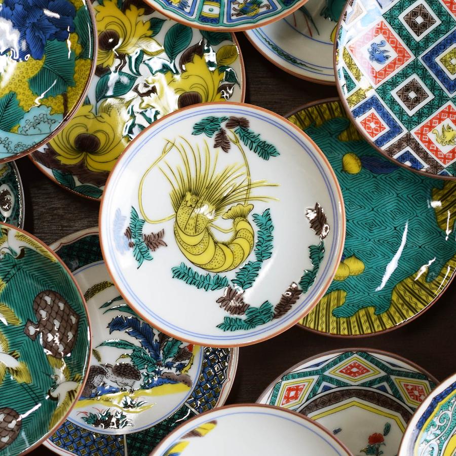 九谷焼 お皿 おしゃれ 名品 豆皿 古九谷色絵海老藻文 陶器 小皿 取り皿