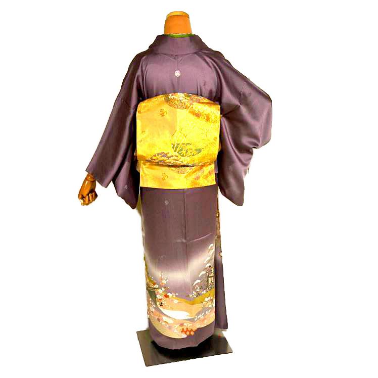 色留袖 中古 送料無料 最高級 新品同様 暈し染め 本金箔 金駒シシュウ