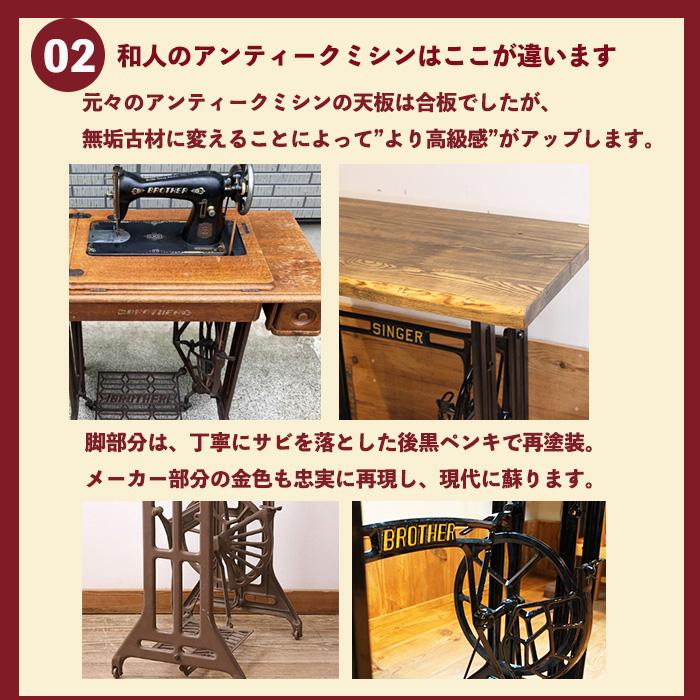 1160 黒ペンキのミシンテーブル デスク 古家具 レトロ リメイク