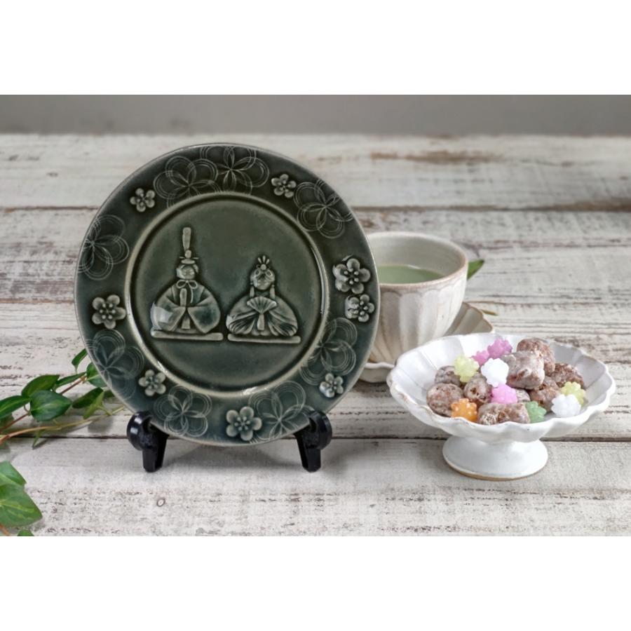 益子焼 ひなまつりのお皿 オーシャン 【スタンド付き】 わかさま陶芸