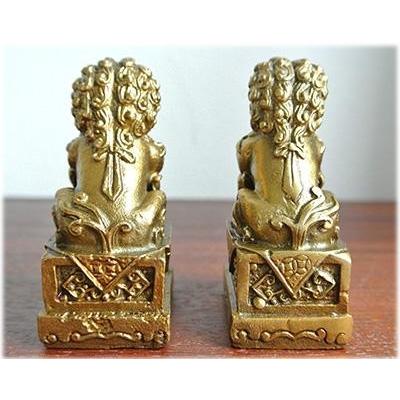 魔除け真鍮製の獅子の置物[2体セット]開運風水グッズ 風水置物 魔除け