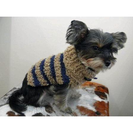 犬のセーター【ナチュ☆かわネックセーター_ネイビー】手編みセーター