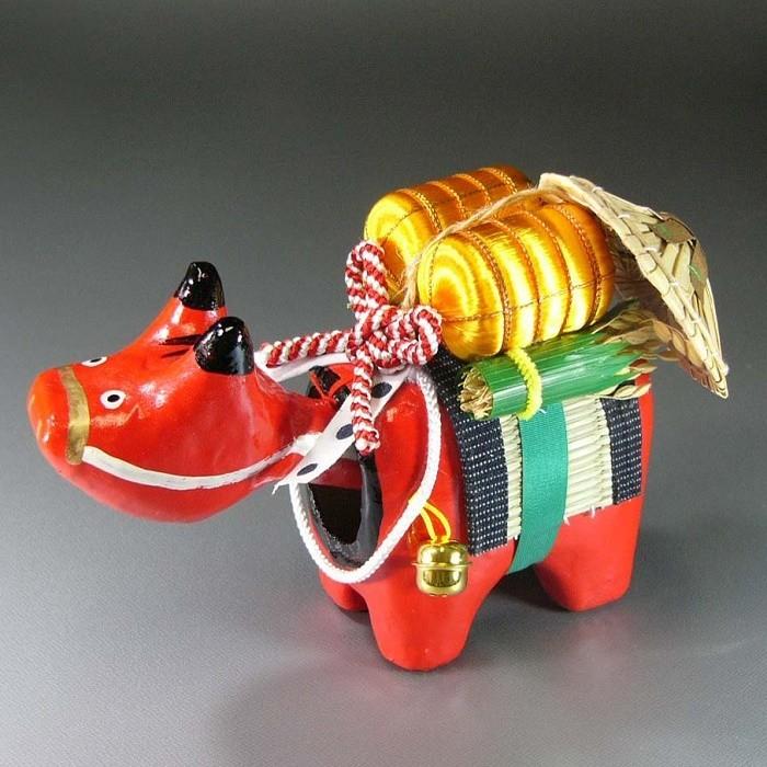 黄金べこ（8寸）日本のお土産会津張子赤べこ 約 25.0×20.0×10.5（cm