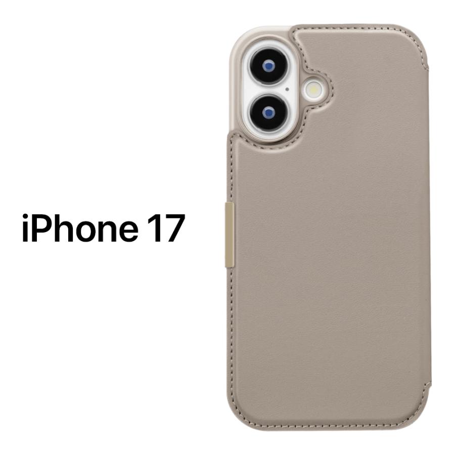 iPhone 17 ケース 手帳型 ストラップホール付き iPhone17 ベージュ