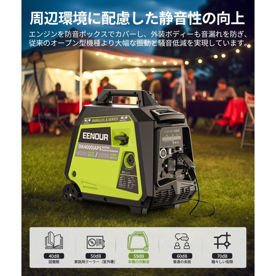 EENOUR 【発電機+カバーセット】 インバーター発電機 EENOUR
