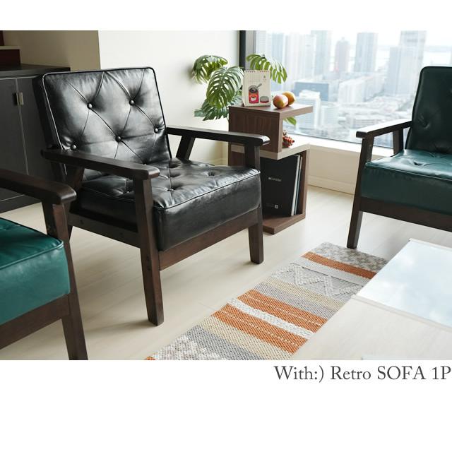 With：）SOFA（ウィズソファ） ソファ 1人掛け 木肘 コンパクト