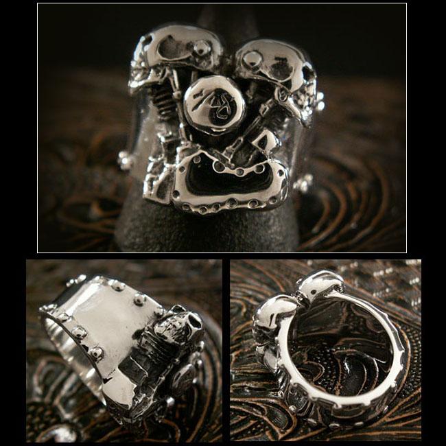 戦前 シルバー 骸骨 ガボール ハーレー チョッパー 骨董 アンティーク