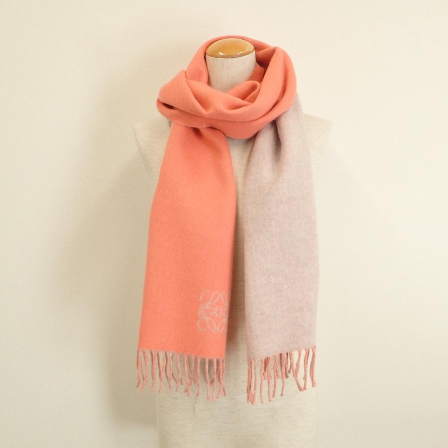 LOEWE（ロエベ） 美品 アナグラム アンゴラ混ウール フリンジ マフラー