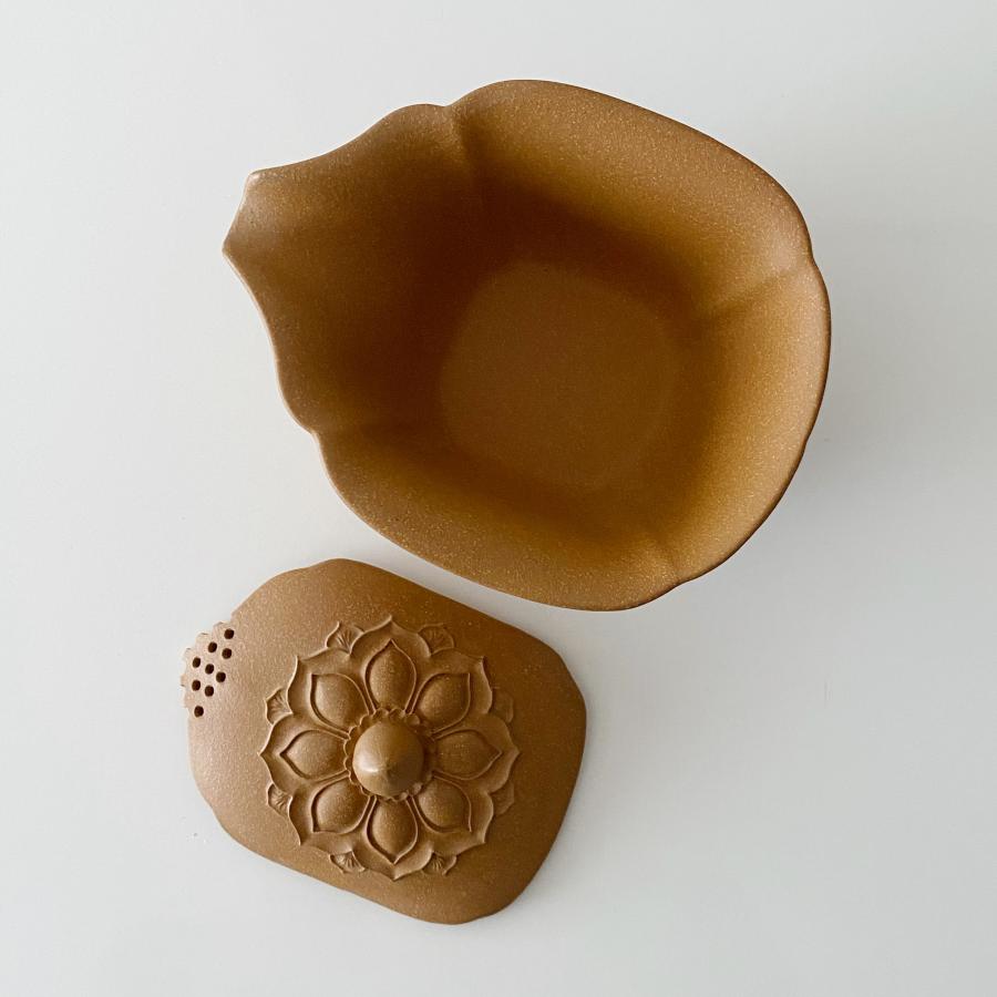 宜興 紫砂壷 朱泥 茶壺 蓋碗 急須 煎茶道具 宝瓶 箱付 (黄色) : お茶と