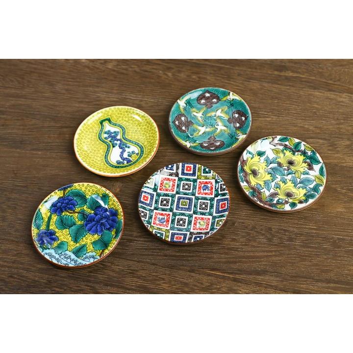 九谷焼 箸置 5個 セット おまけボヘミアグラス付き 九谷焼/箸置き