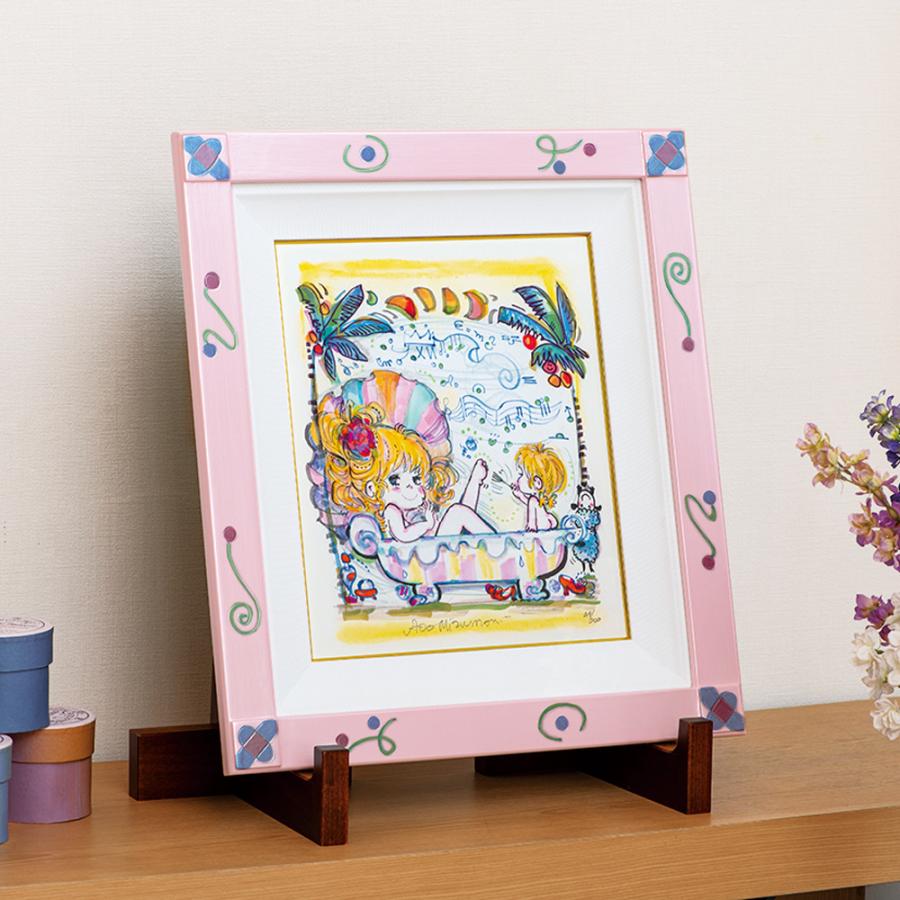 水森亜土 直筆 特大サイン入り絵 イラスト 実際の写真付き 水森亜土