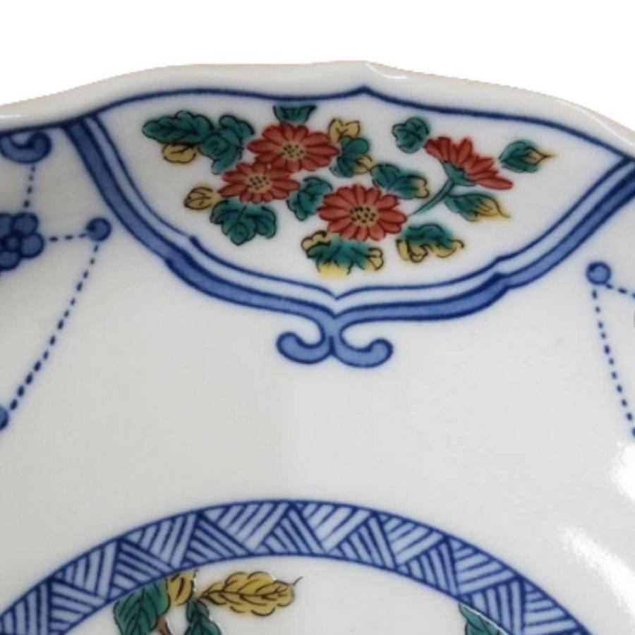 九谷焼 6号皿 染付瓔珞紋花鳥 大鉢 大皿 お皿 皿 ボウル おしゃれ 鳥