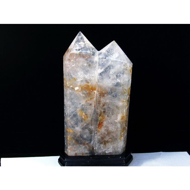 9.2Kg 水晶 六角柱 ダブルポイント 台座付属 送料無料 一点物 162-289
