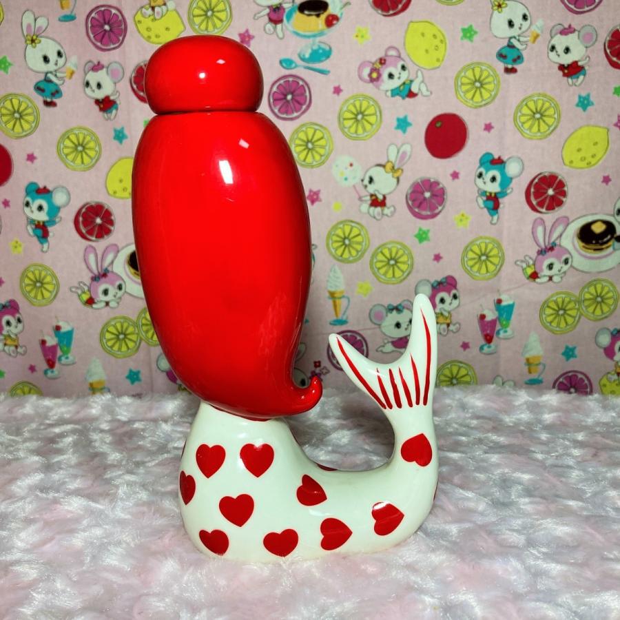 内藤ルネ 陶器製人魚 赤色 絶版品 人魚 RUNE マーメイド 一輪挿し ペン