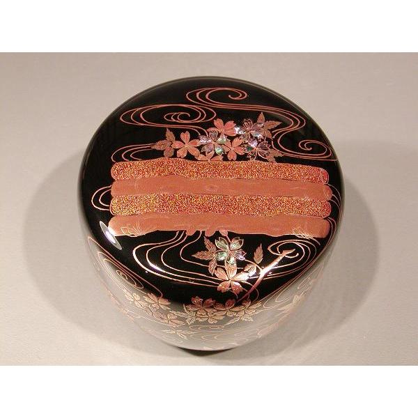 茶道具 平棗 花筏蒔絵、 輪島塗 奥野美峰（おくの びほう）作、桐共箱