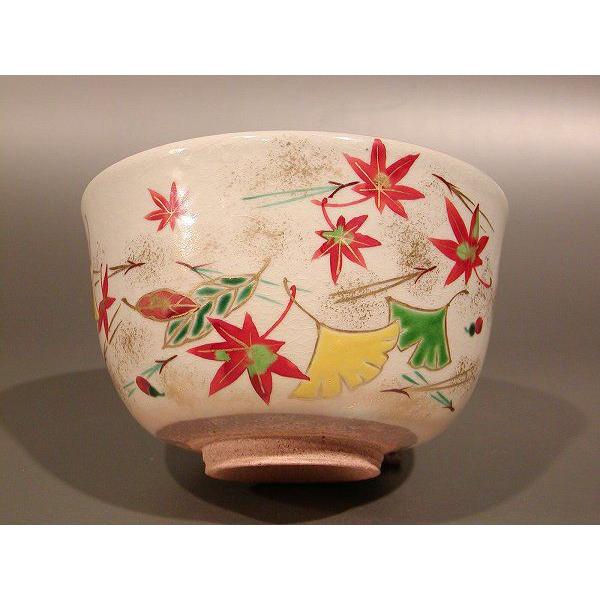 茶道具 抹茶茶碗 粉引 吹寄（ふきよせ）絵、京焼 小倉 亨作【 完売