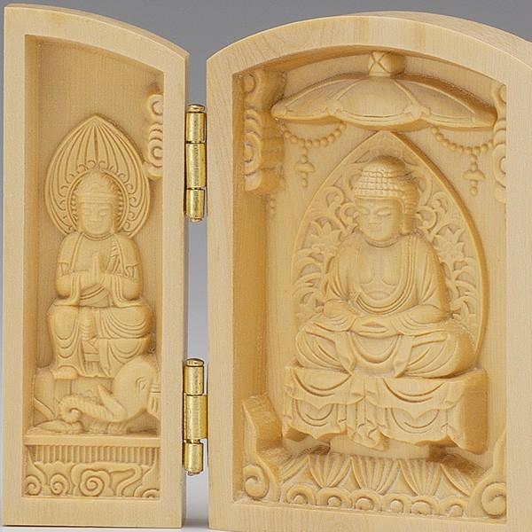 古格を備えた中国古代三尊形式金銅仏木箱入