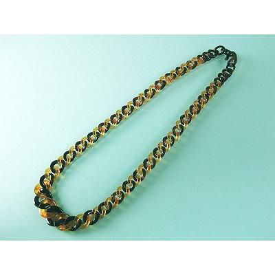 本べっ甲 ネックレス 喜平 飴色本鼈甲と黒 本鼈甲をつなぎあわせた 長