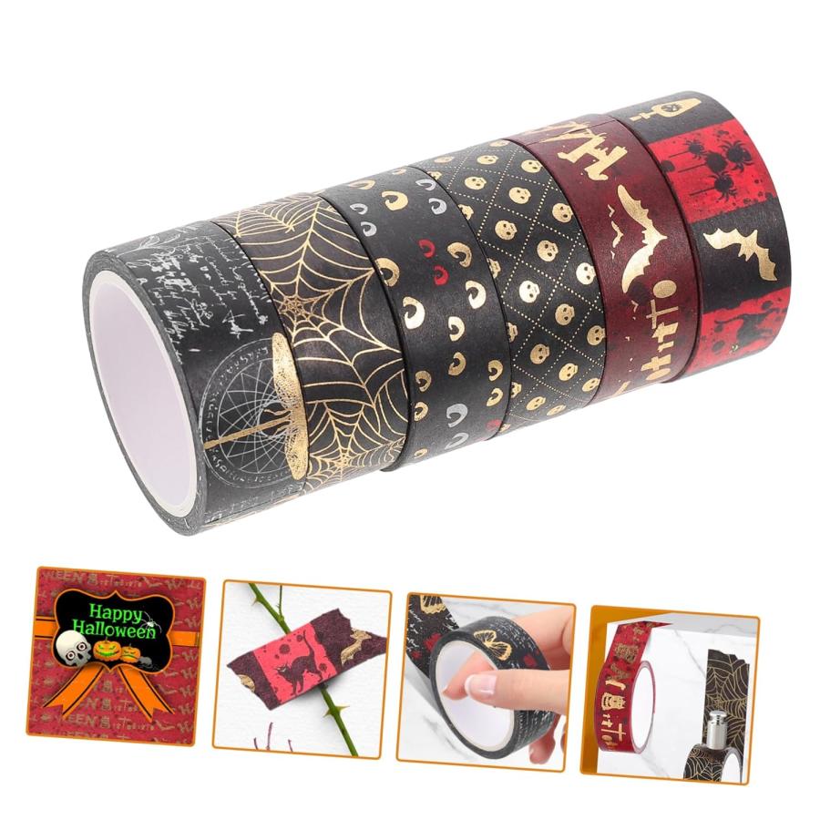 ハロウィン マスキング テープ 金黒 金色 金ラメ 金箔押し マステ 和紙
