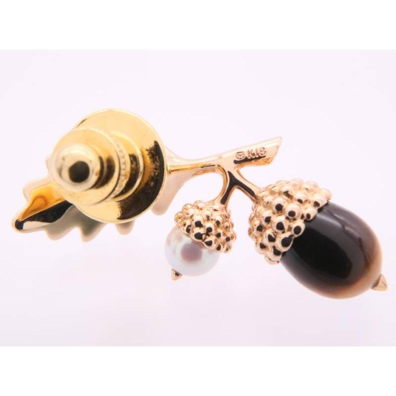 MIKIMOTO（ミキモト） ピンブローチ タイガーアイ パール どんぐり