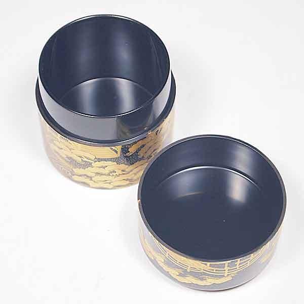 茶道具/薄茶器） 送料無料 山中塗 住吉蒔絵 根来面中次 和田寿峰作 桐