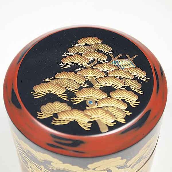 茶道具/薄茶器） 送料無料 山中塗 住吉蒔絵 根来面中次 和田寿峰作 桐