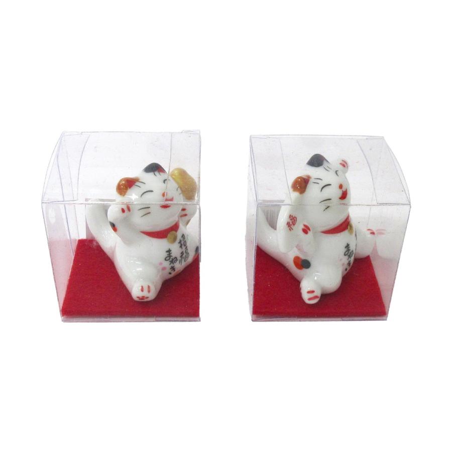 開運 陶器 福招き猫 2種セット まねきねこ 縁起物 置物 303-205