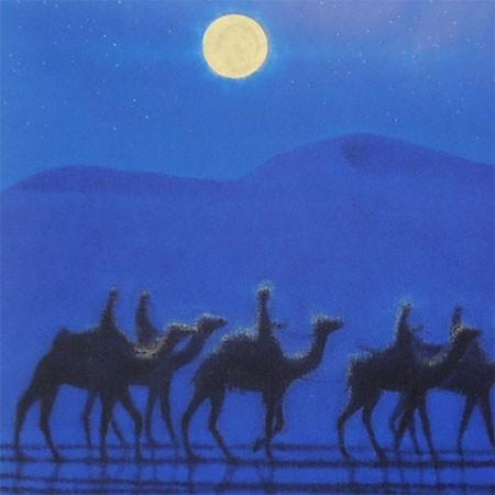 平山郁夫 絵画 月明の砂漠 アートポスター 【複製】【アートポスター