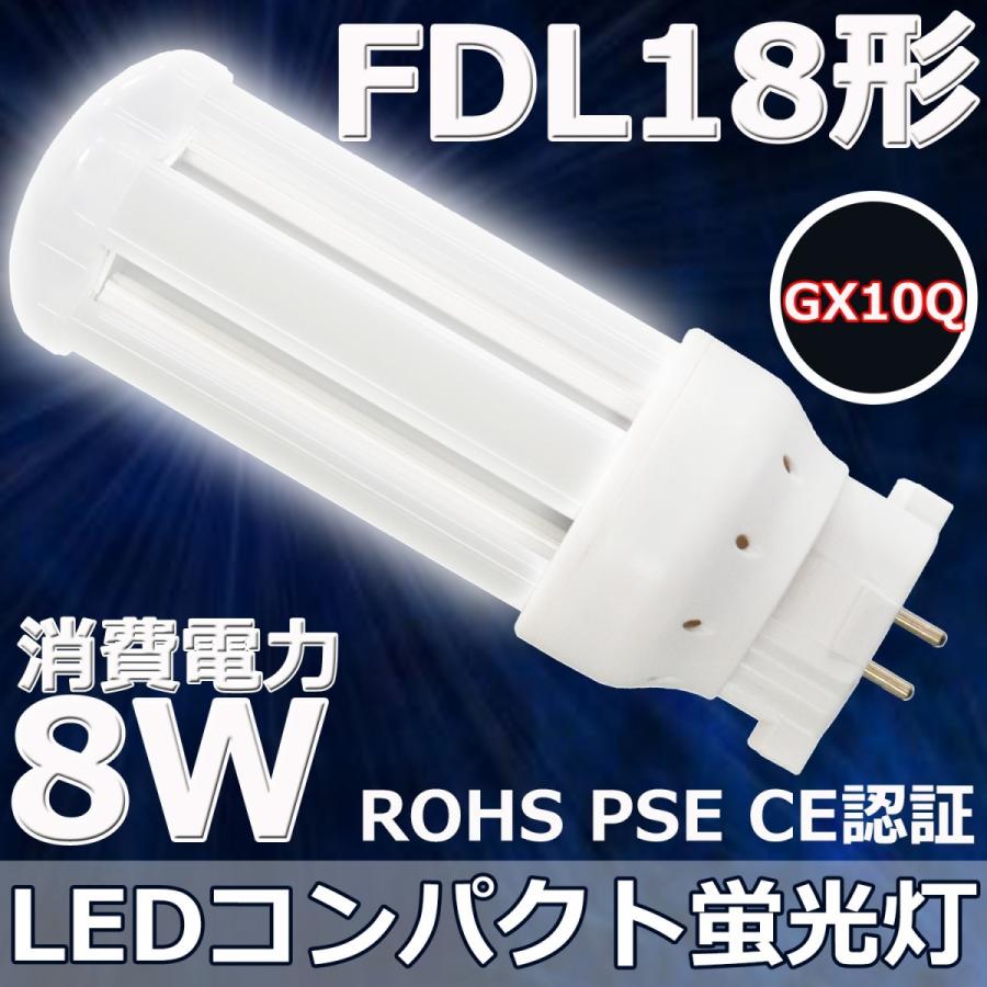 FDL18EX-L FDL18形対応 LEDコンパクト蛍光灯 GX10Q 8W 高輝度130LM/W