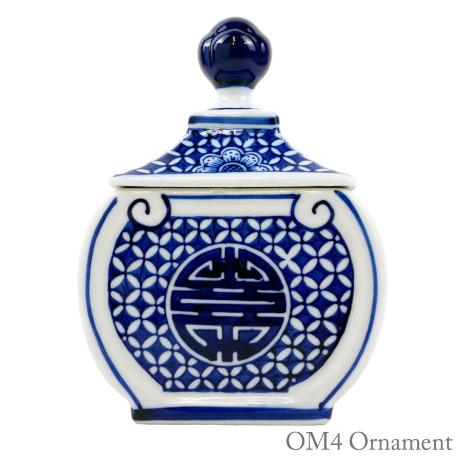 THE-SECRET-GARDEN シノワズリ ブルーアンドホワイト 飾り壺 青白陶器