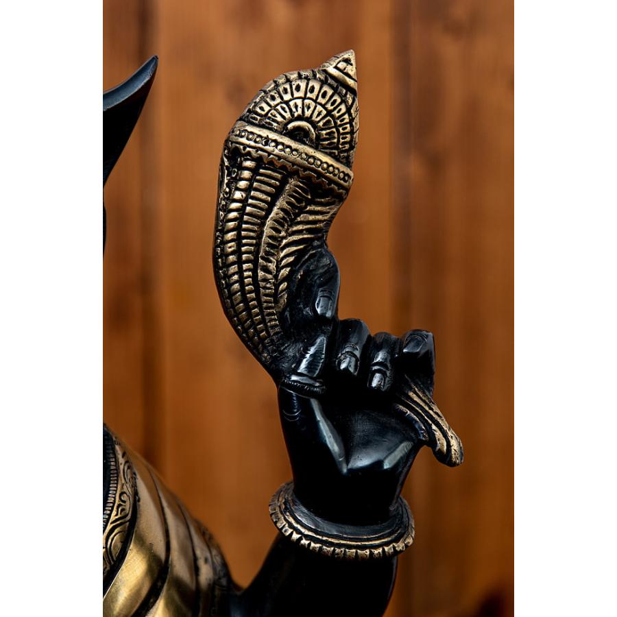 送料無料 ガネーシャ像 ブラス製 ヒンドゥー 神様像 (一点物)真鍮黒塗