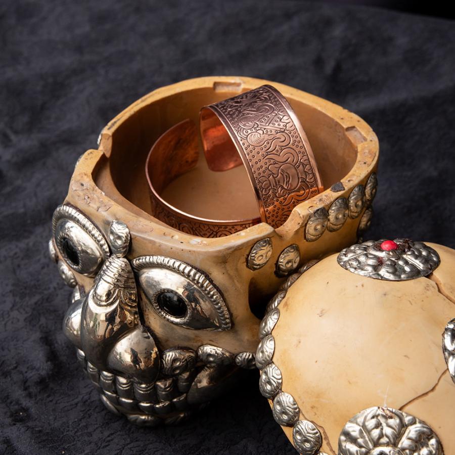 呪物 カパラ チベット カパーラ 頭蓋骨 数珠 根付 クマントーン