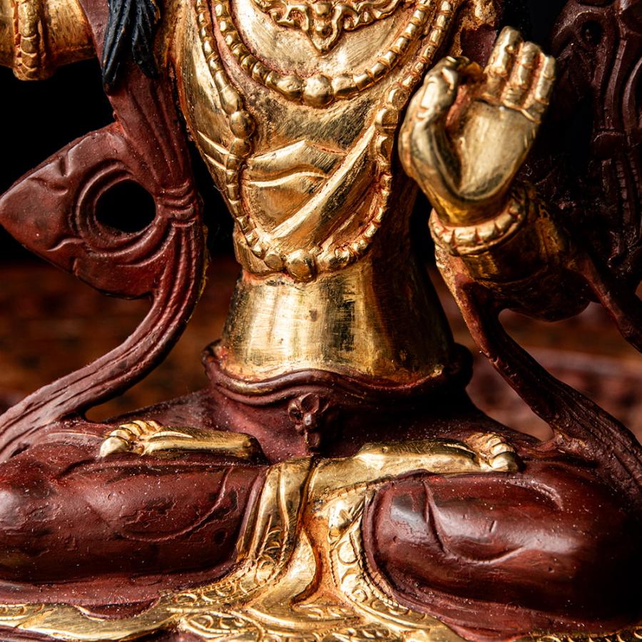 送料無料 銅造鍍金仕上げ 文殊菩薩 利剣 仏像 マンジュシュリー 文殊師