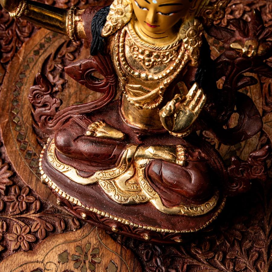 送料無料 銅造鍍金仕上げ 文殊菩薩 利剣 仏像 マンジュシュリー 文殊師