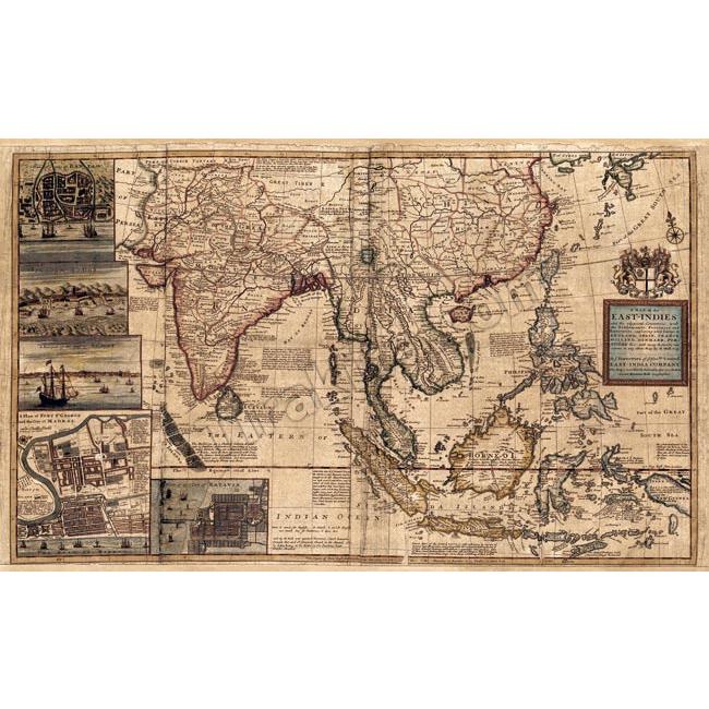 アンティーク 銅板画 古地図デザイン 木製装飾板地図 アンティーク地図