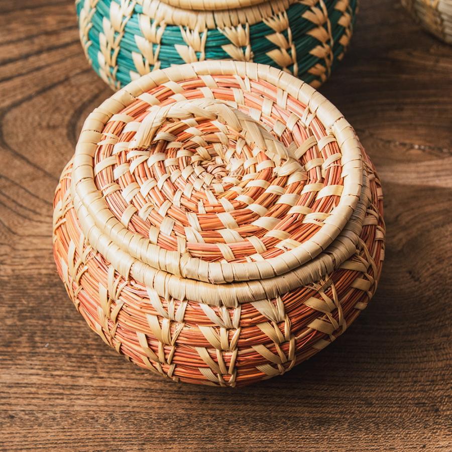 小物入れ ジュエルケース カゴ 竹細工 ネパールの手作り 竹編み 直径