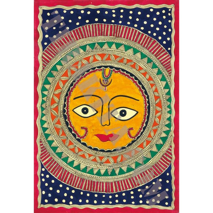 ミティラー画のポスター スーリャ インド 神様 本 印刷物 ステッカー