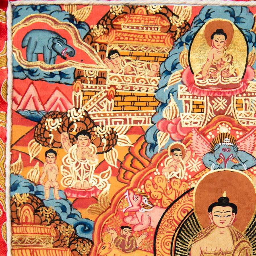 送料無料 タンカ マンダラ 曼荼羅 手描きのタンカ 〔一点物〕装丁付