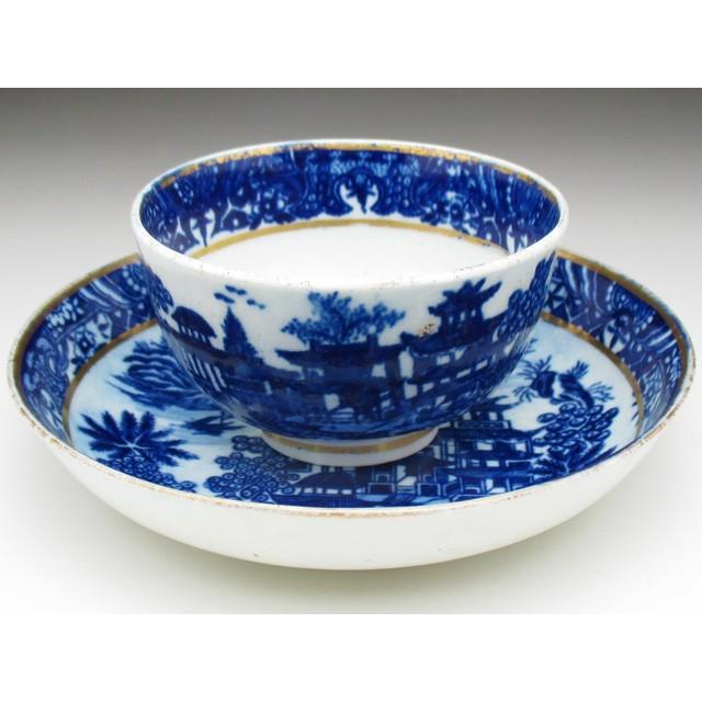 ROYAL WORCESTER ウースター 初期 藍染付東洋風景絵 ティーボウル