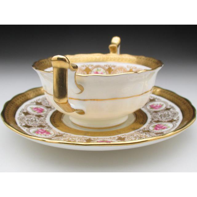 コウルドン 金彩薔薇絵 ダブルハンドル カップ＆ソーサー アンティーク