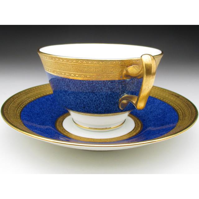 コウルドン 金彩ブルー カップ＆ソーサー アンティーク 1905年 (a