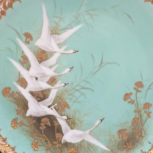 ノリタケ オールドノリタケ 金盛りジュール白鳥絵 プレート 24cm