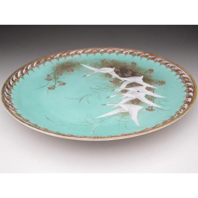 CM300】オールドノリタケ 白鳥 風景 皿 プレート 金彩 ブルー 青 明治