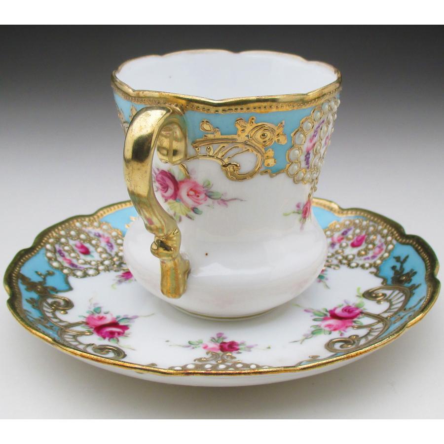 ノリタケ オールドノリタケ 金盛りジュール薔薇絵 カップ＆ソーサー (b