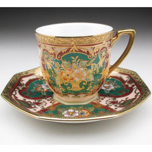 オールドノリタケのティーカップ＆ソーサーと花瓶の2点セット